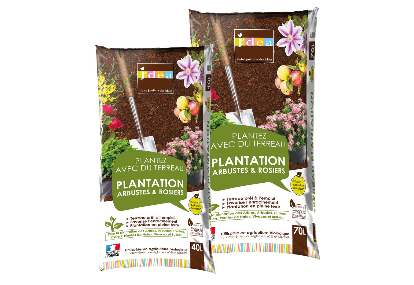 TERREAU PLANTATION ARBRES & ROSIERS 40 L et 70 L - J'DEA